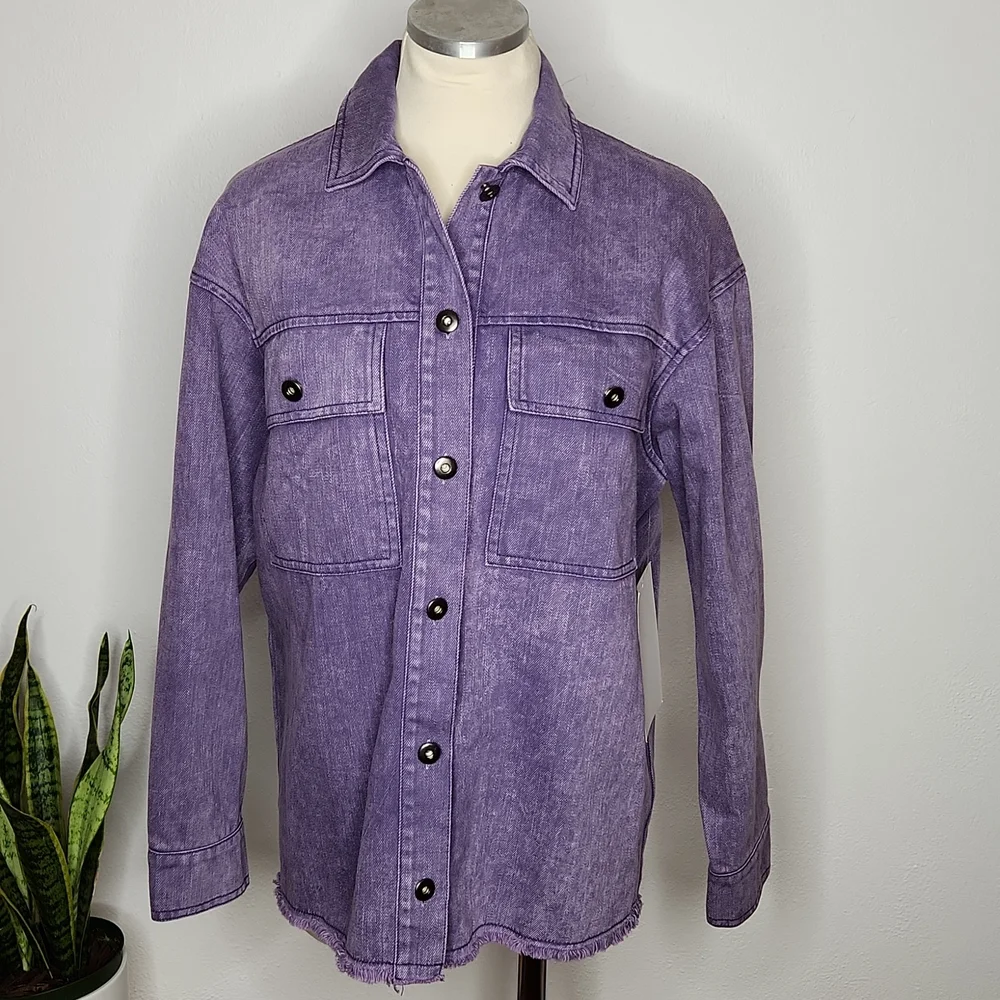 ENTRO Denim Utility Shacket Jacket - Picture 3 of 13
